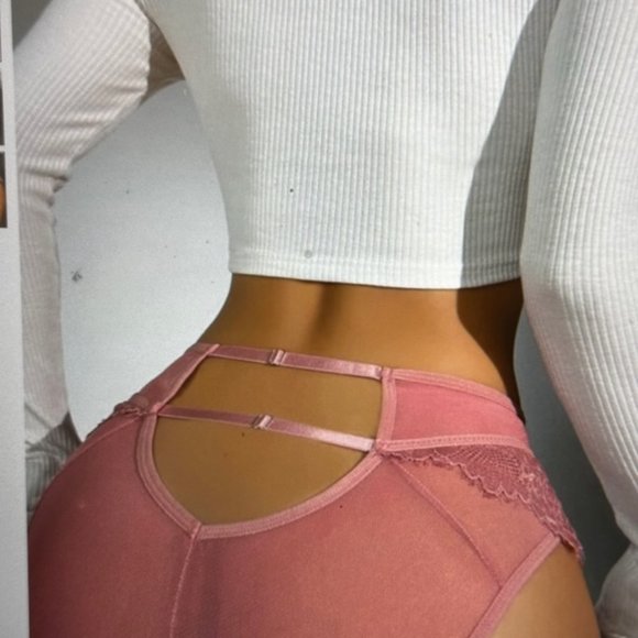 Floral Lace Cut Out Panty Dusty Pink XL 12 - Picture 3 of 4